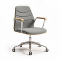 Chaise de bureau en tissu gris avec accoudoirs en bois dimensions 50 x 50 x 90cm