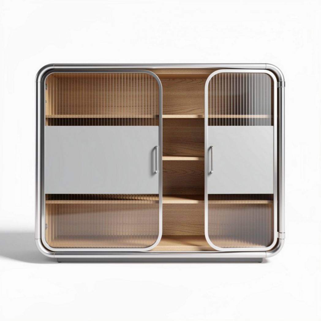 Meuble de rangement en bois avec portes en verre dimensions 120 x 60 x 80cm