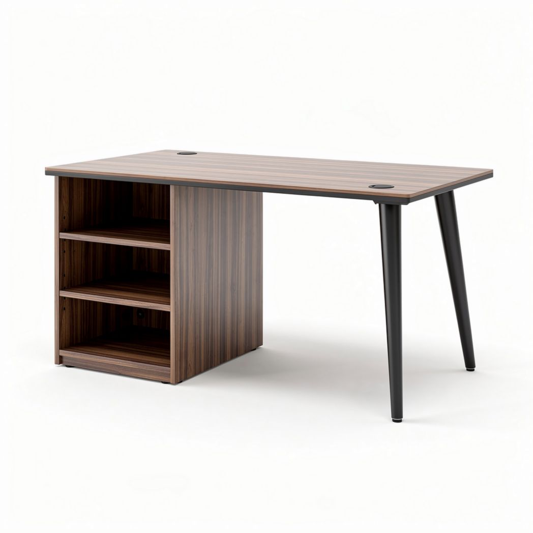 Bureau en bois avec étagères intégré 120 x 60 x 75cm couleur noyer