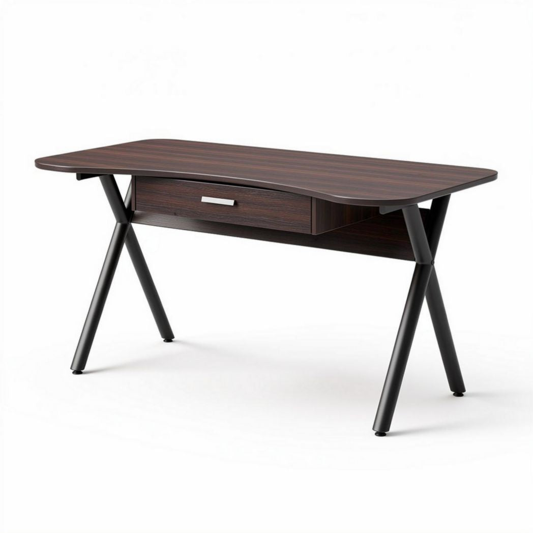 Bureau en bois noir avec tiroir de rangement 120 x 60 x 75cm
