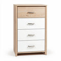 Commode en bois avec tiroirs blancs et surface en chêne 50 x 40 x 90cm
