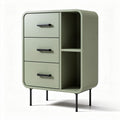 Meuble de rangement vert en métal avec 3 tiroirs et étagère ouverte 50 x 40 x 80cm