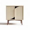 Meuble de rangement en MDF couleur crème 60 x 45 x 80cm avec portes coulissantes