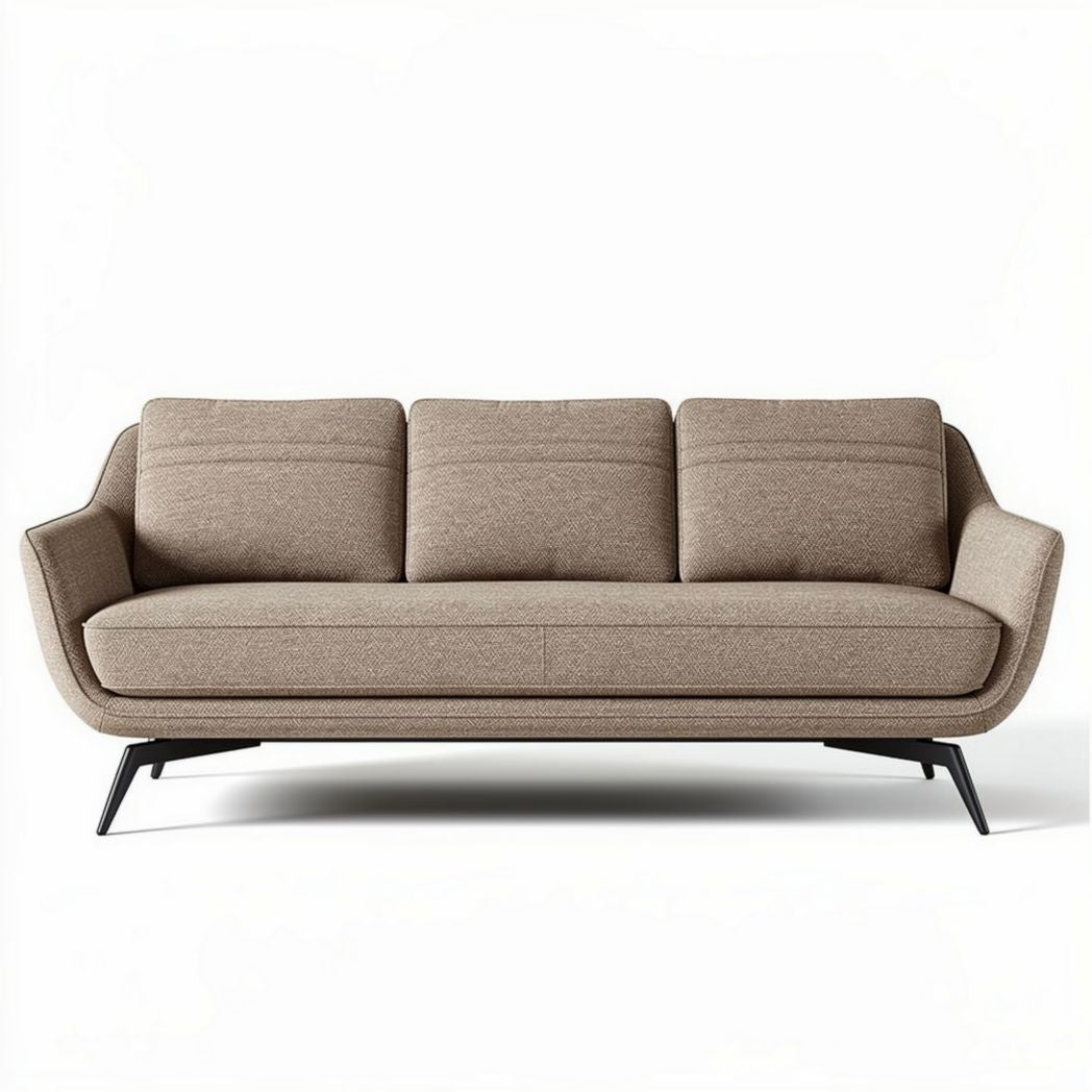 Canapé en tissu beige avec structure en bois noir 200 x 85 x 80cm