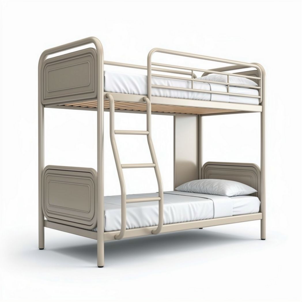 Lit superposé en métal avec échelle dimensions 200 x 100 x 160 cm beige