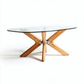 Table basse en verre et bois dimensions 150 x 75 x 40cm moderne élégante