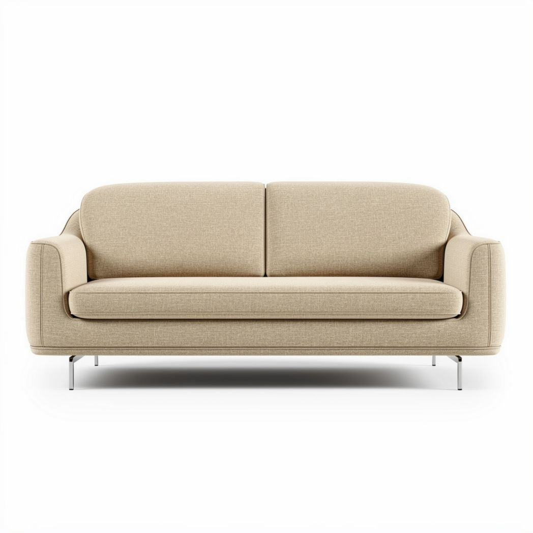 Canapé en tissu beige avec pieds en métal 200 x 90 x 75cm pour salon